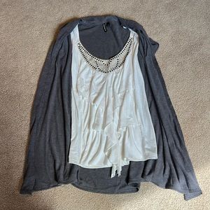 Heartlands oil tank top with short sleeve cardigan set size small
